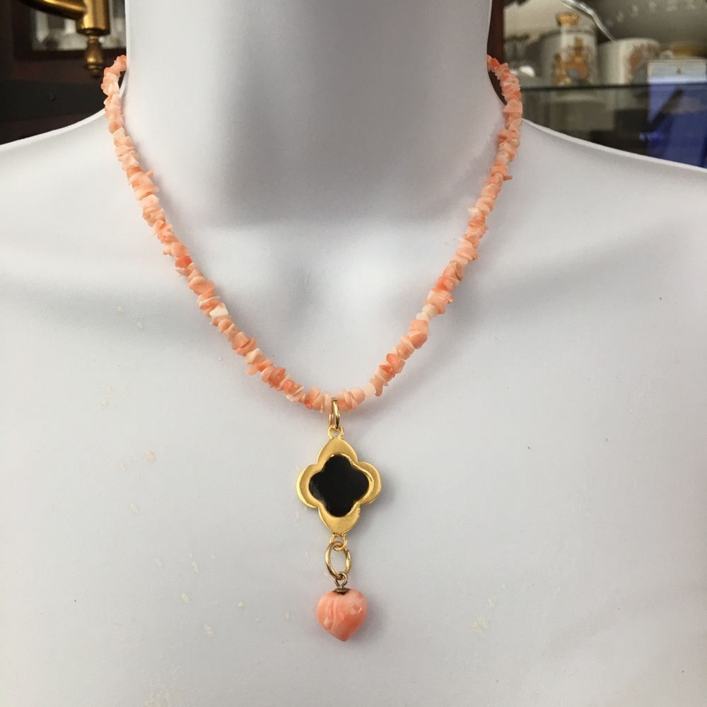 Angel skin coral necklace pendant